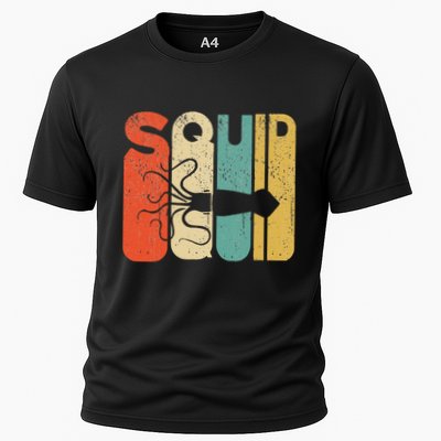 Vintage Style Squid Silhouette Funny Squid Performance Shirt