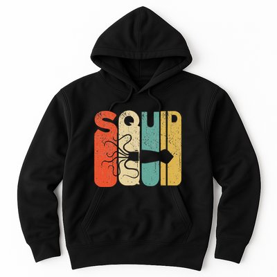 Vintage Style Squid Silhouette Funny Squid Hoodie