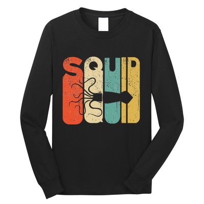 Vintage Style Squid Silhouette Funny Squid Long Sleeve Shirt