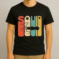 Vintage Style Squid Silhouette Funny Squid T-Shirt