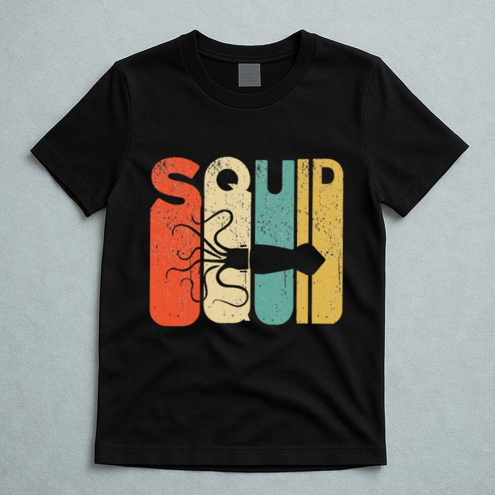 Vintage Style Squid Silhouette Funny Squid T-Shirt