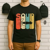 Vintage Style Squid Silhouette Funny Squid T-Shirt