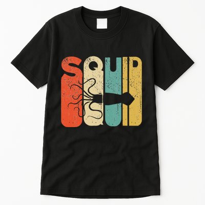 Vintage Style Squid Silhouette Funny Squid Tall T-Shirt
