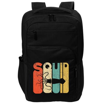Vintage Style Squid Silhouette Funny Squid Impact Tech Backpack