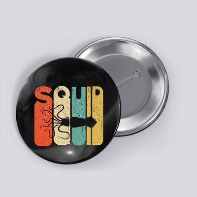Vintage Style Squid Silhouette Funny Squid Button