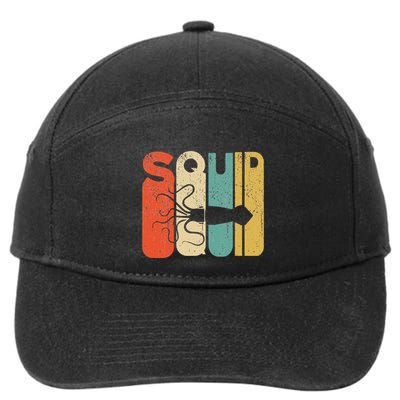 Vintage Style Squid Silhouette Funny Squid 7-Panel Snapback Hat