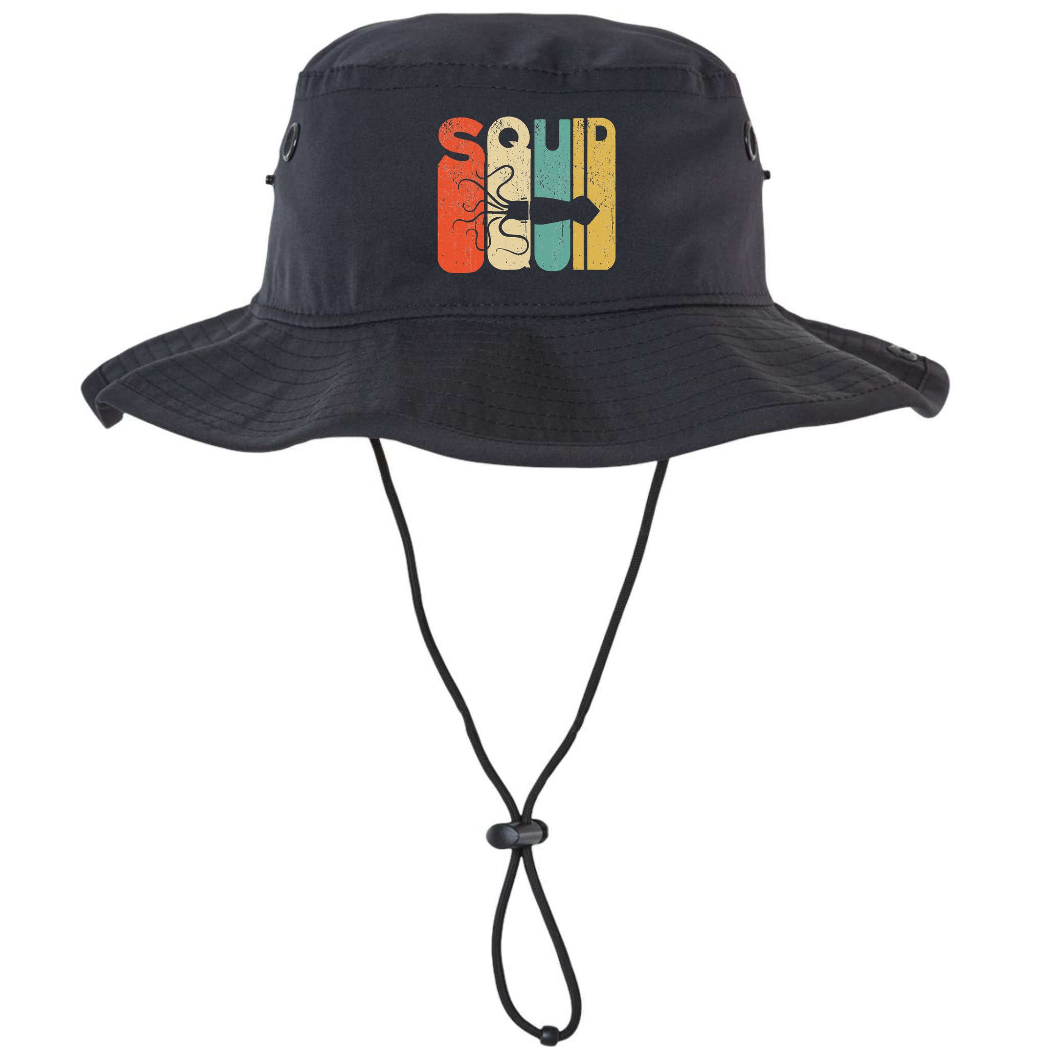 Vintage Style Squid Silhouette Funny Squid Bucket Hat