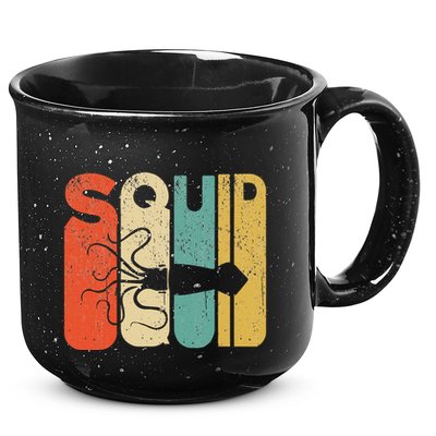 Vintage Style Squid Silhouette Funny Squid 15oz Campfire Ceramic Mug