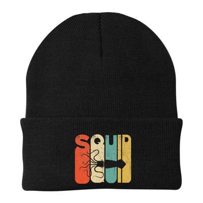 Vintage Style Squid Silhouette Funny Squid Beanie
