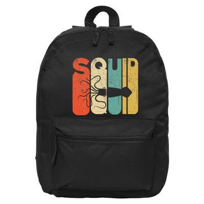 Vintage Style Squid Silhouette Funny Squid 16 in Basic Backpack