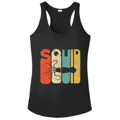 Vintage Style Squid Silhouette Funny Squid Ladies PosiCharge Competitor Racerback Tank