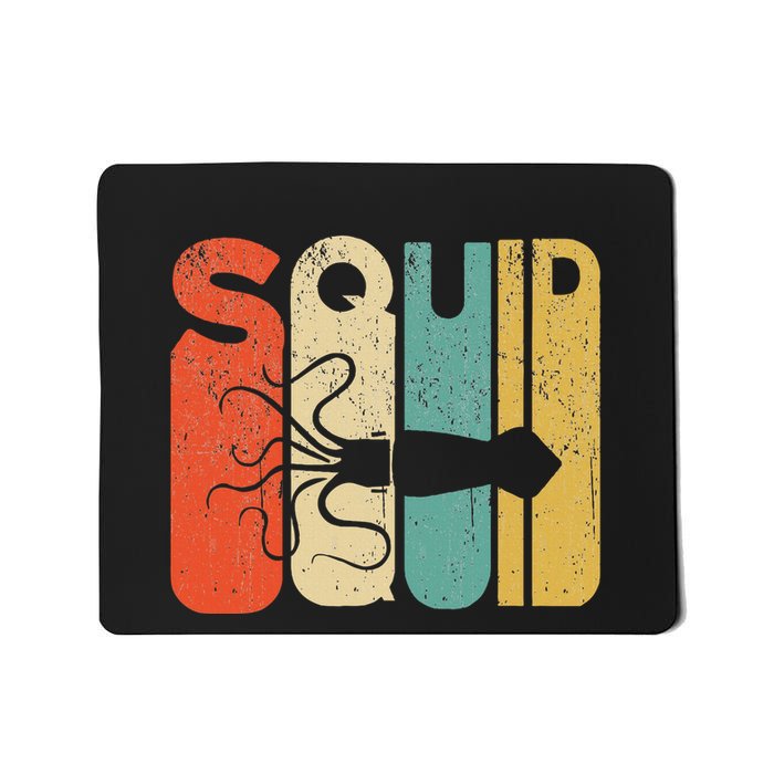 Vintage Style Squid Silhouette Funny Squid Mousepad