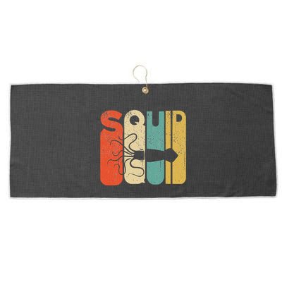 Vintage Style Squid Silhouette Funny Squid Large Microfiber Waffle Golf Towel