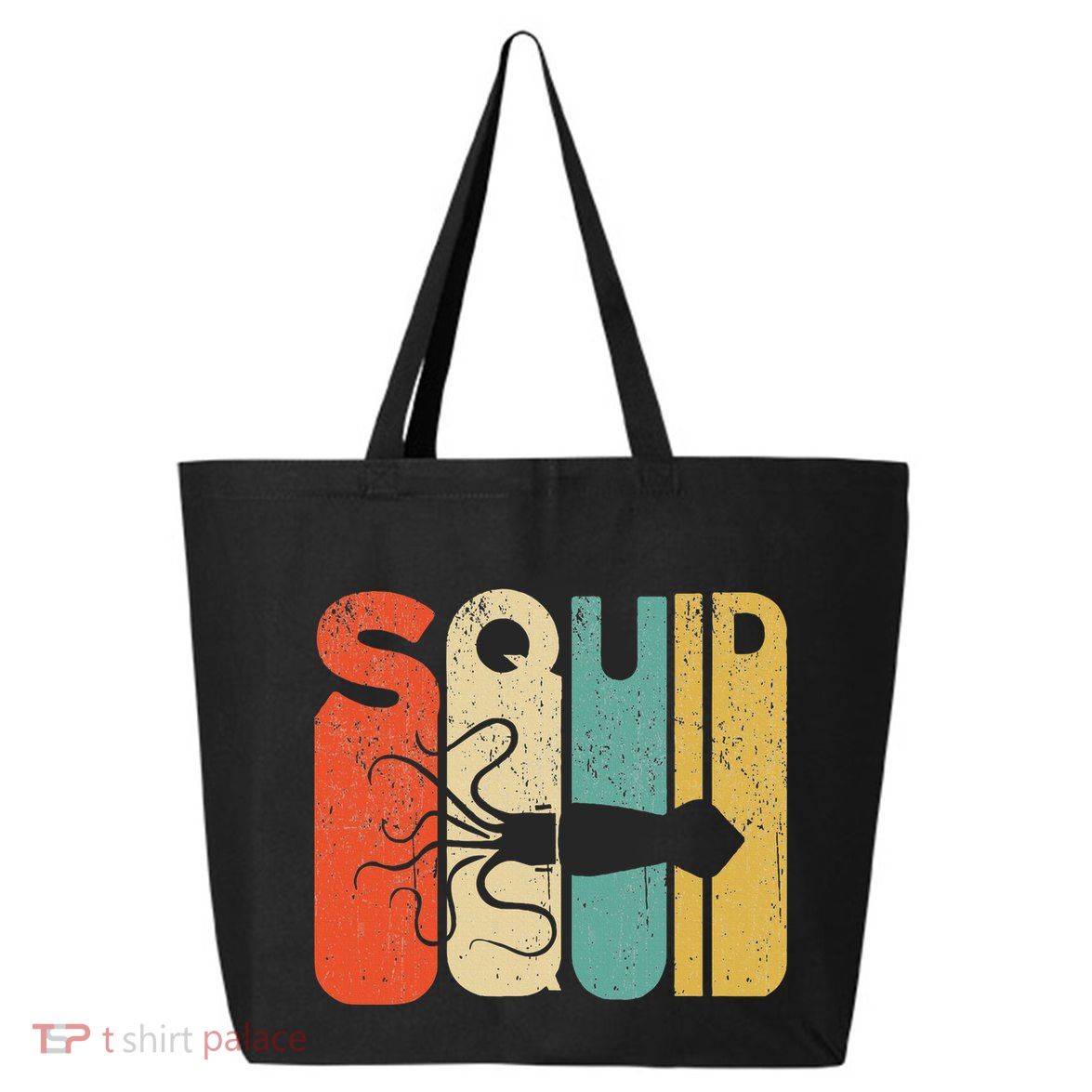 Vintage Style Squid Silhouette Funny Squid 25L Jumbo Tote