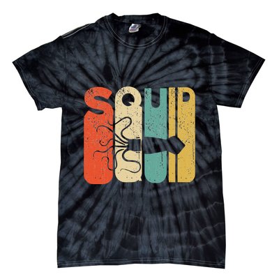 Vintage Style Squid Silhouette Funny Squid Tie-Dye T-Shirt