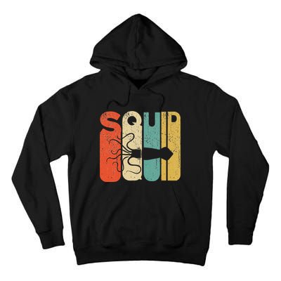 Vintage Style Squid Silhouette Funny Squid Tall Hoodie