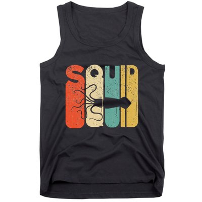 Vintage Style Squid Silhouette Funny Squid Tank Top