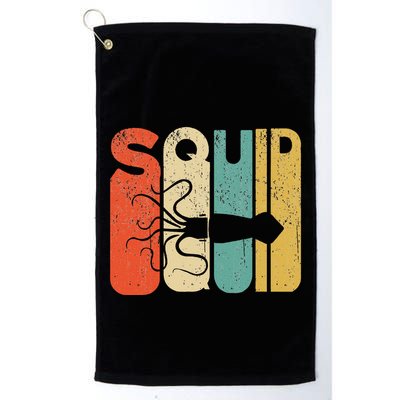 Vintage Style Squid Silhouette Funny Squid Golf Towel
