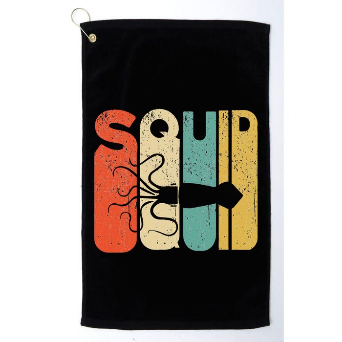 Vintage Style Squid Silhouette Funny Squid Golf Towel