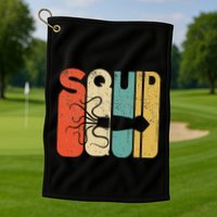 Vintage Style Squid Silhouette Funny Squid Golf Towel