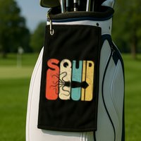 Vintage Style Squid Silhouette Funny Squid Golf Towel