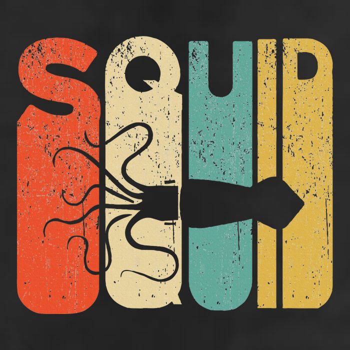Vintage Style Squid Silhouette Funny Squid Golf Towel