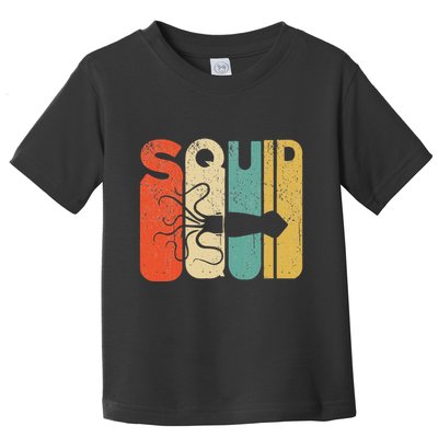 Vintage Style Squid Silhouette Funny Squid Toddler T-Shirt