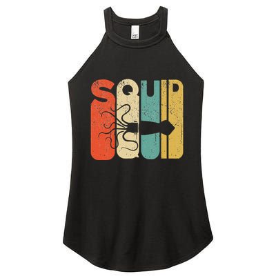 Vintage Style Squid Silhouette Funny Squid Women's Perfect Tri Rocker Tank