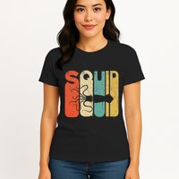 Vintage Style Squid Silhouette Funny Squid Womens T-Shirt