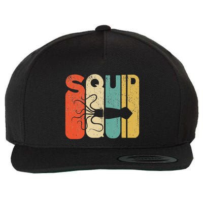 Vintage Style Squid Silhouette Funny Squid Wool Snapback Cap