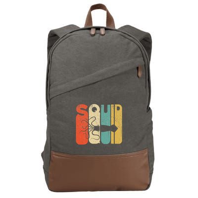 Vintage Style Squid Silhouette Funny Squid Cotton Canvas Backpack