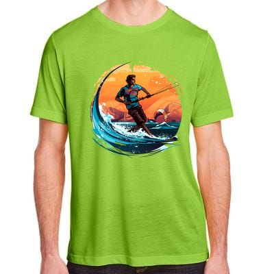 Vintage Sunset Surfing Design Kite Surfing Funny Gift Adult ChromaSoft Performance T-Shirt