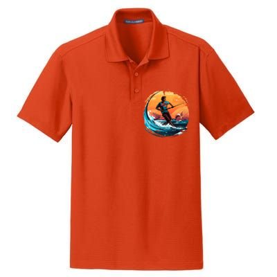 Vintage Sunset Surfing Design Kite Surfing Funny Gift Dry Zone Grid Polo