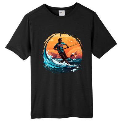 Vintage Sunset Surfing Design Kite Surfing Funny Gift Tall Fusion ChromaSoft Performance T-Shirt