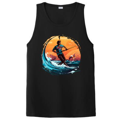 Vintage Sunset Surfing Design Kite Surfing Funny Gift PosiCharge Competitor Tank