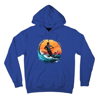 Vintage Sunset Surfing Design Kite Surfing Funny Gift Hoodie