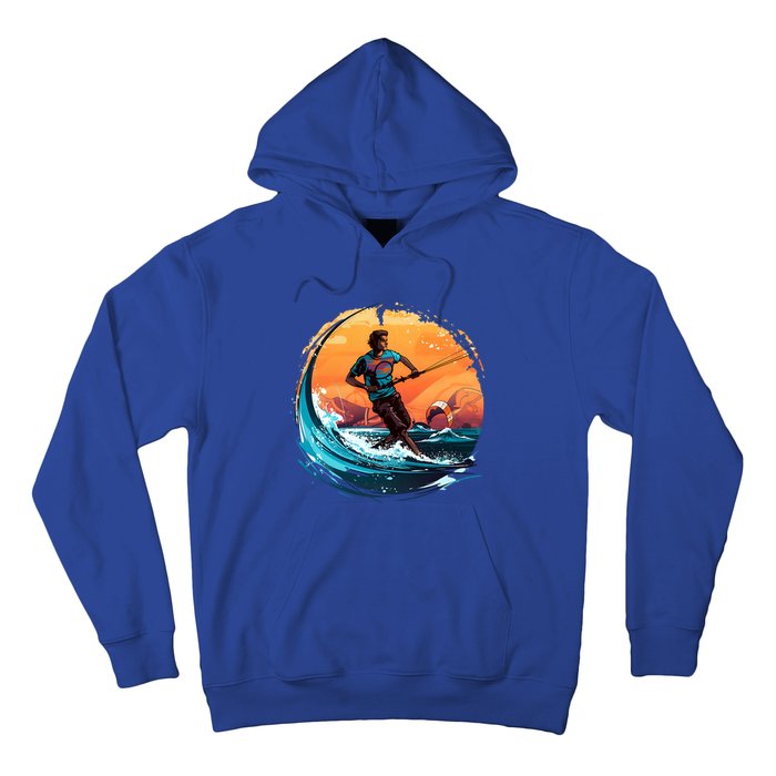 Vintage Sunset Surfing Design Kite Surfing Funny Gift Hoodie