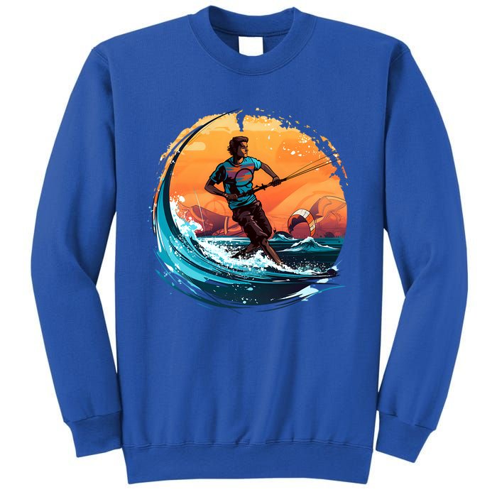 Vintage Sunset Surfing Design Kite Surfing Funny Gift Sweatshirt