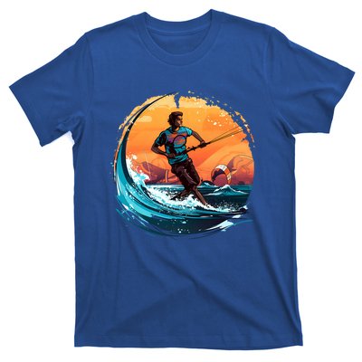 Vintage Sunset Surfing Design Kite Surfing Funny Gift T-Shirt