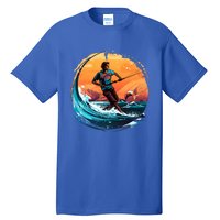 Vintage Sunset Surfing Design Kite Surfing Funny Gift Tall T-Shirt