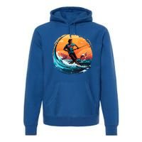 Vintage Sunset Surfing Design Kite Surfing Funny Gift Premium Hoodie