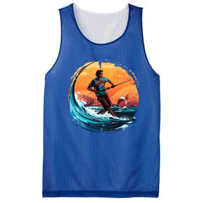 Vintage Sunset Surfing Design Kite Surfing Funny Gift Mesh Reversible Basketball Jersey Tank