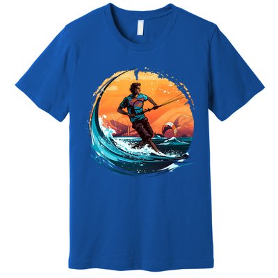 Vintage Sunset Surfing Design Kite Surfing Funny Gift Premium T-Shirt