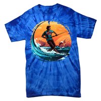 Vintage Sunset Surfing Design Kite Surfing Funny Gift Tie-Dye T-Shirt