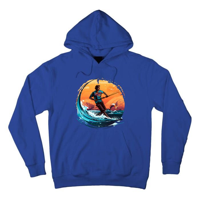 Vintage Sunset Surfing Design Kite Surfing Funny Gift Tall Hoodie