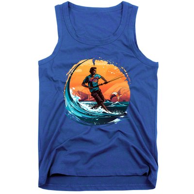 Vintage Sunset Surfing Design Kite Surfing Funny Gift Tank Top