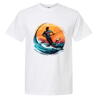 Vintage Sunset Surfing Design Kite Surfing Funny Gift Garment-Dyed Heavyweight T-Shirt