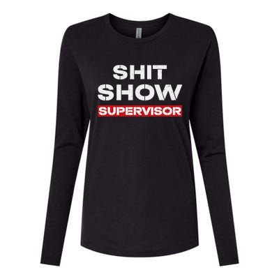 Vintage Shit Show Supervisor Funny Mom Boss Manager Teacher Womens Cotton Relaxed Long Sleeve T-Shirt