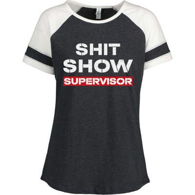 Vintage Shit Show Supervisor Funny Mom Boss Manager Teacher Enza Ladies Jersey Colorblock Tee