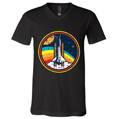 Vintage Space Shuttle Space Lover & Astronomy Stargazer V-Neck T-Shirt